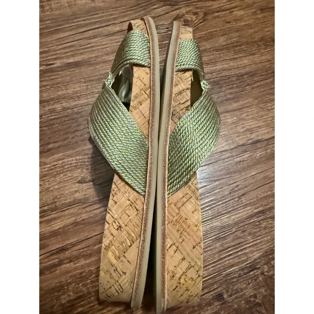 Dolce Vita Selda‎ Gold Braided Rope Cork Platform Wedge Slides Sandals Women's 8